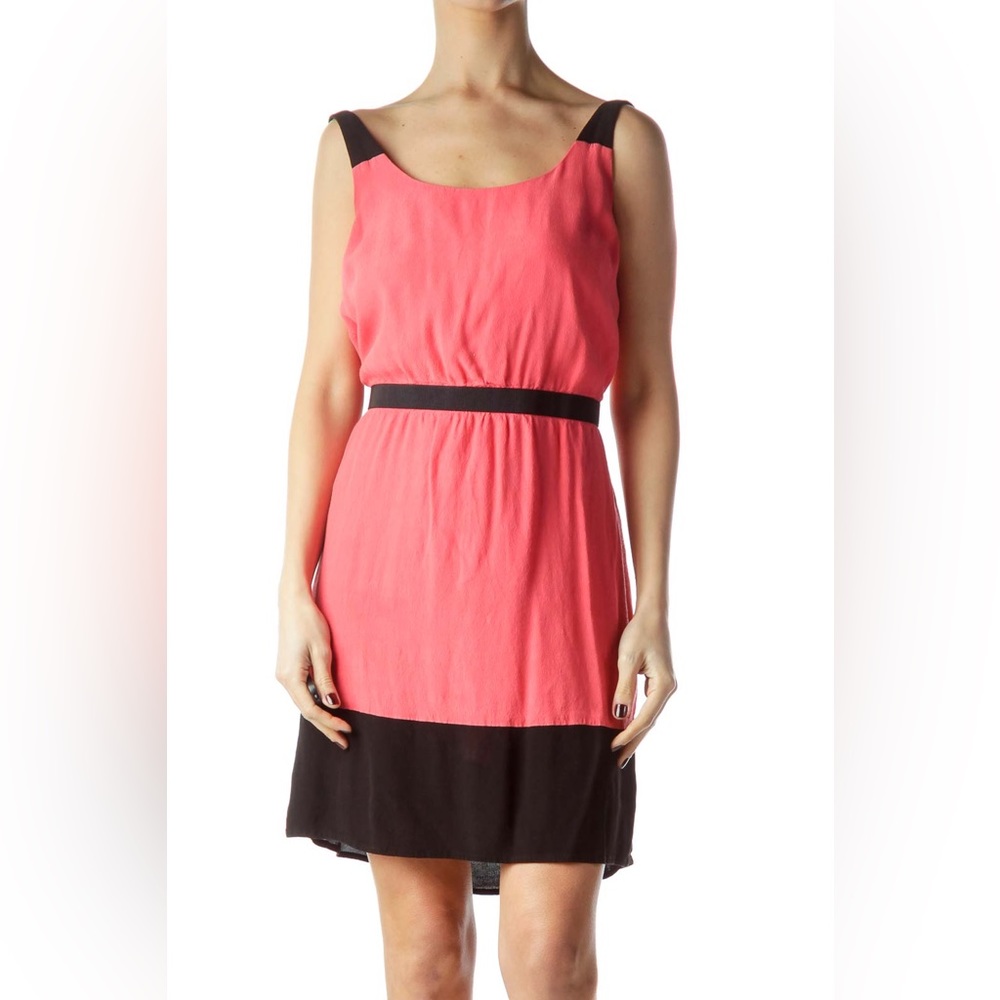 NWT LOFT Coral Pink and Black Dress